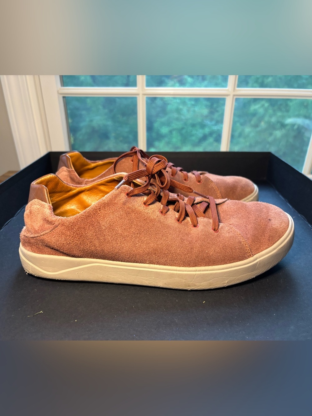 OluKai Men's Leather Sneakers in Terracotta